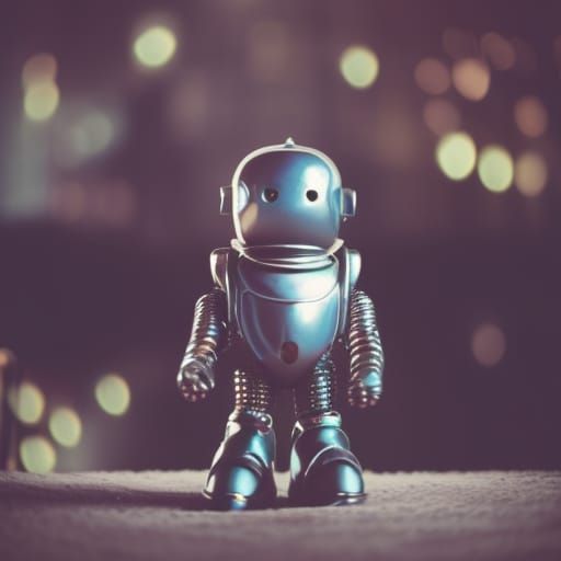 Futuristic AI Knight in Space, Film Photography