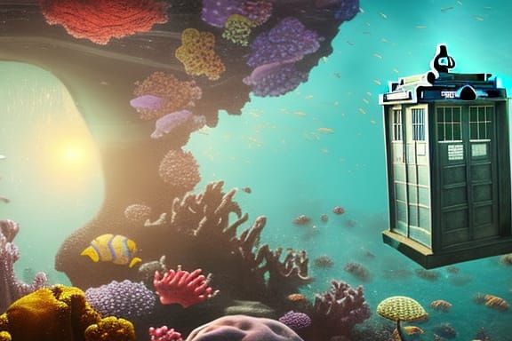 Underwater Tardis: A Fantastical Digital Painting