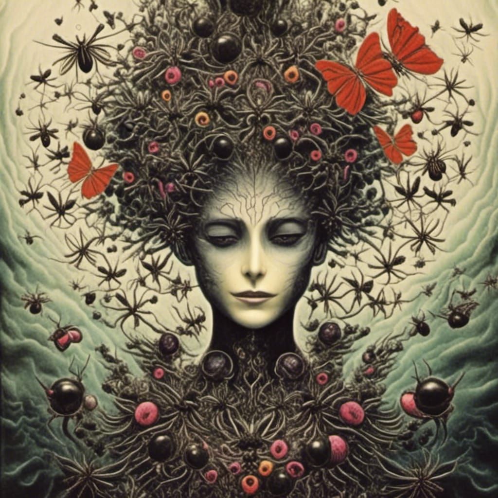 Dark Floral Dryad in Fantasy Style
