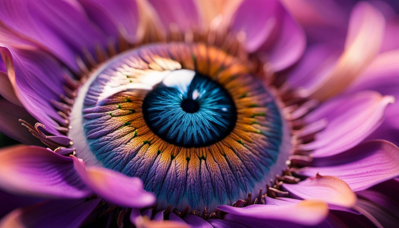 Surreal Eye Adorned with Flora in Desert Landscape