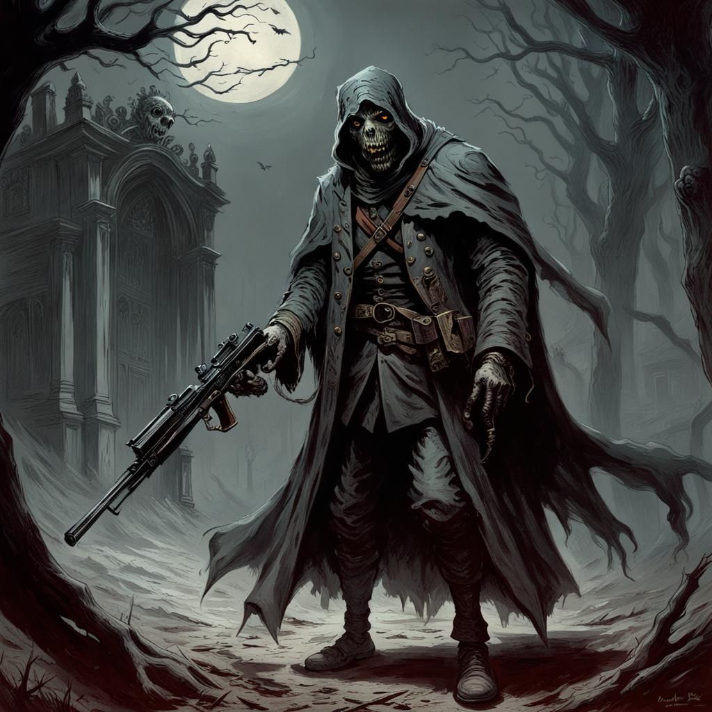 Gothic Horror SMG in Gustave Doré Style