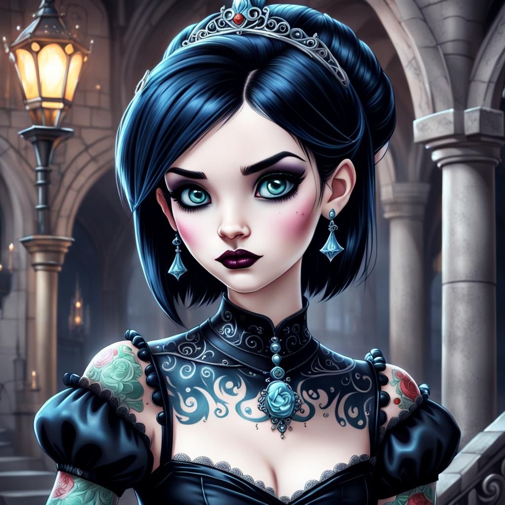 Gothic Cinderella Cartoon Close-Up in HD