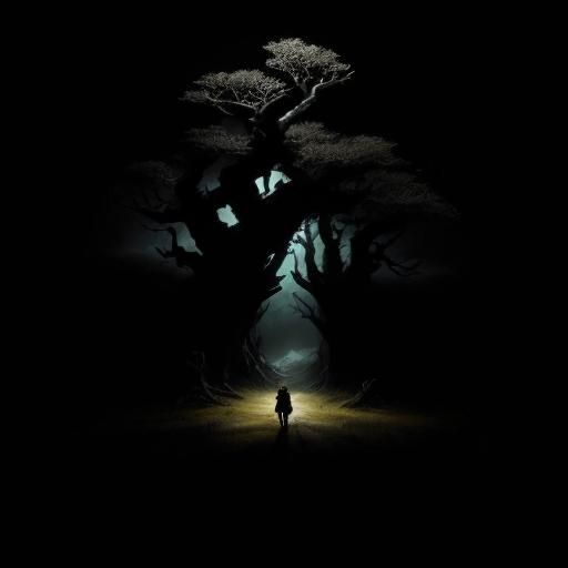 Gnarled Tree in Stormy Landscape: Digital Matte Painting