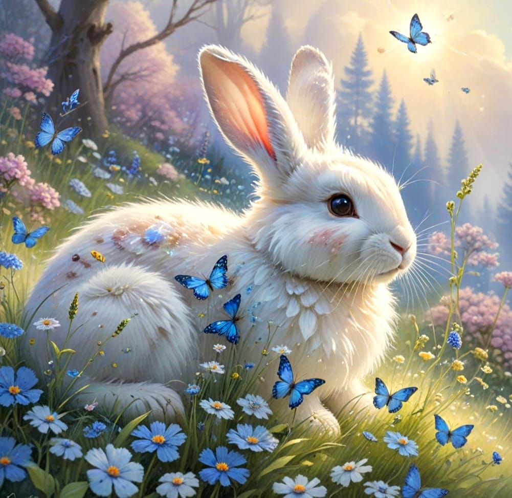 Spring Meadow Whimsy in Watercolour Style