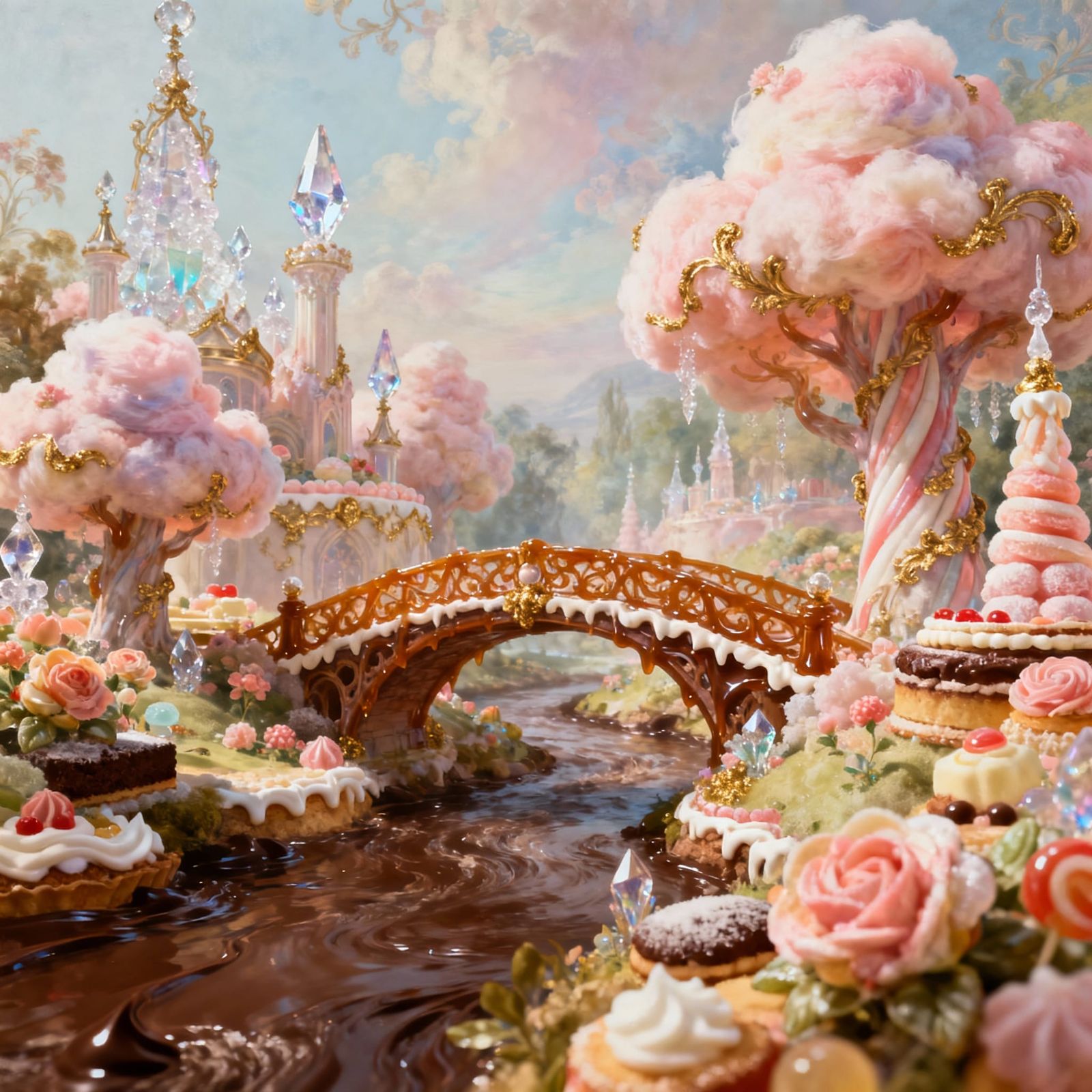 Fantasy Kingdom of Sweets with Caramel Bridges