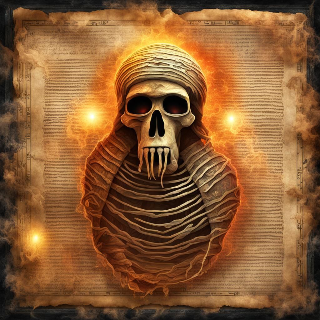 Bandaged Mummy Jellyfish with Alchemical Parchment