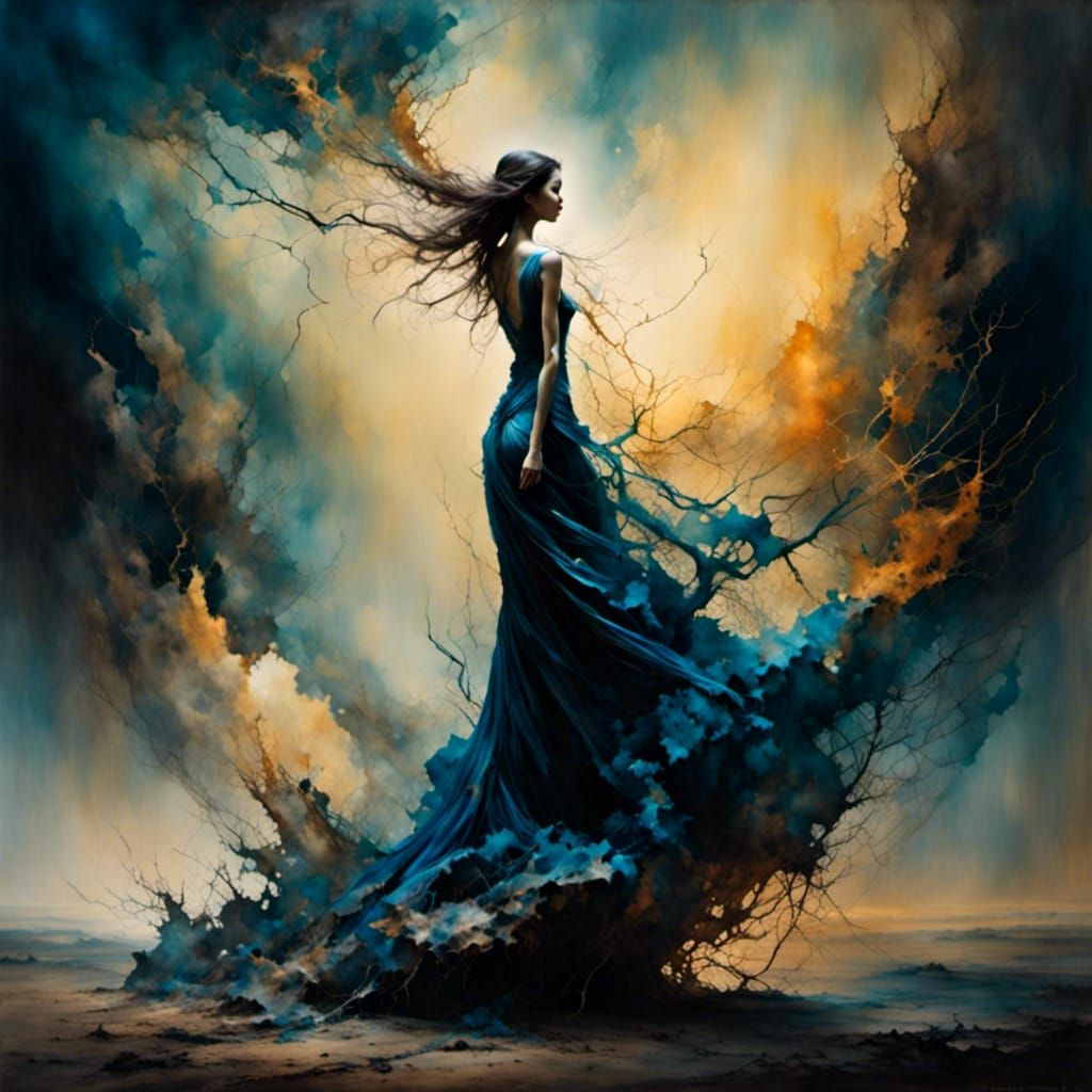 Ethereal Spectral Figure in Enchanted Twilight Landscape