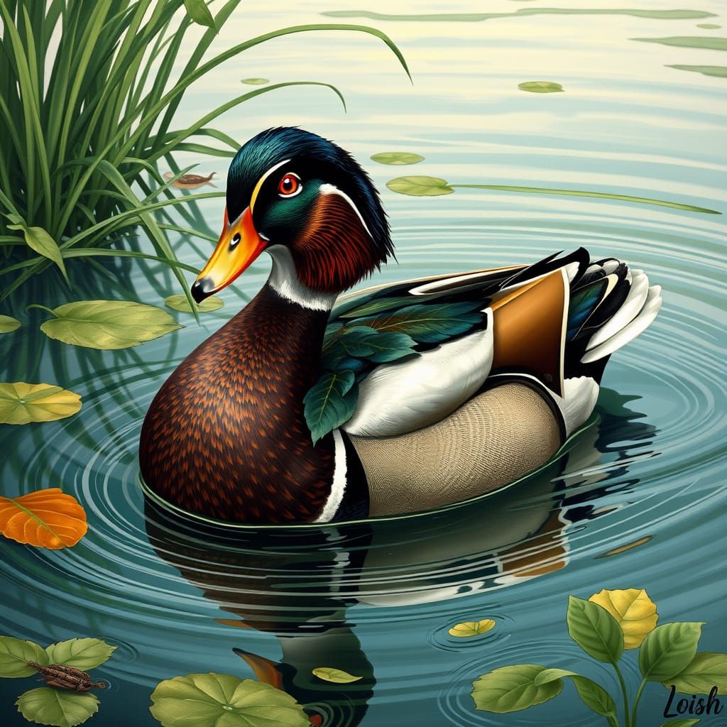 Duck in Art Nouveau Style