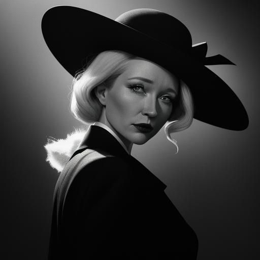 Noir Film Still of Woman in Shadow