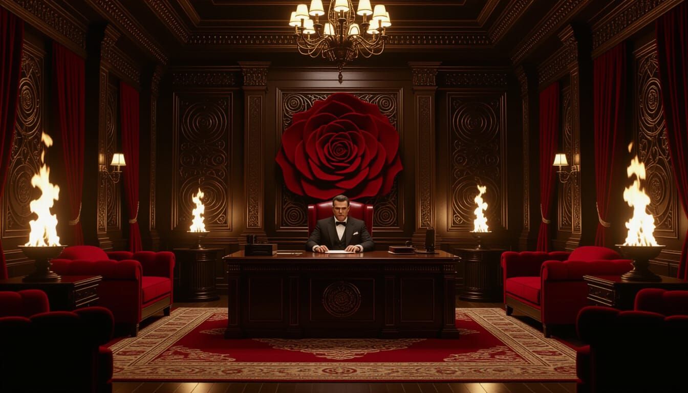 Tribal Rose Mob Boss Office with Fire Braziers