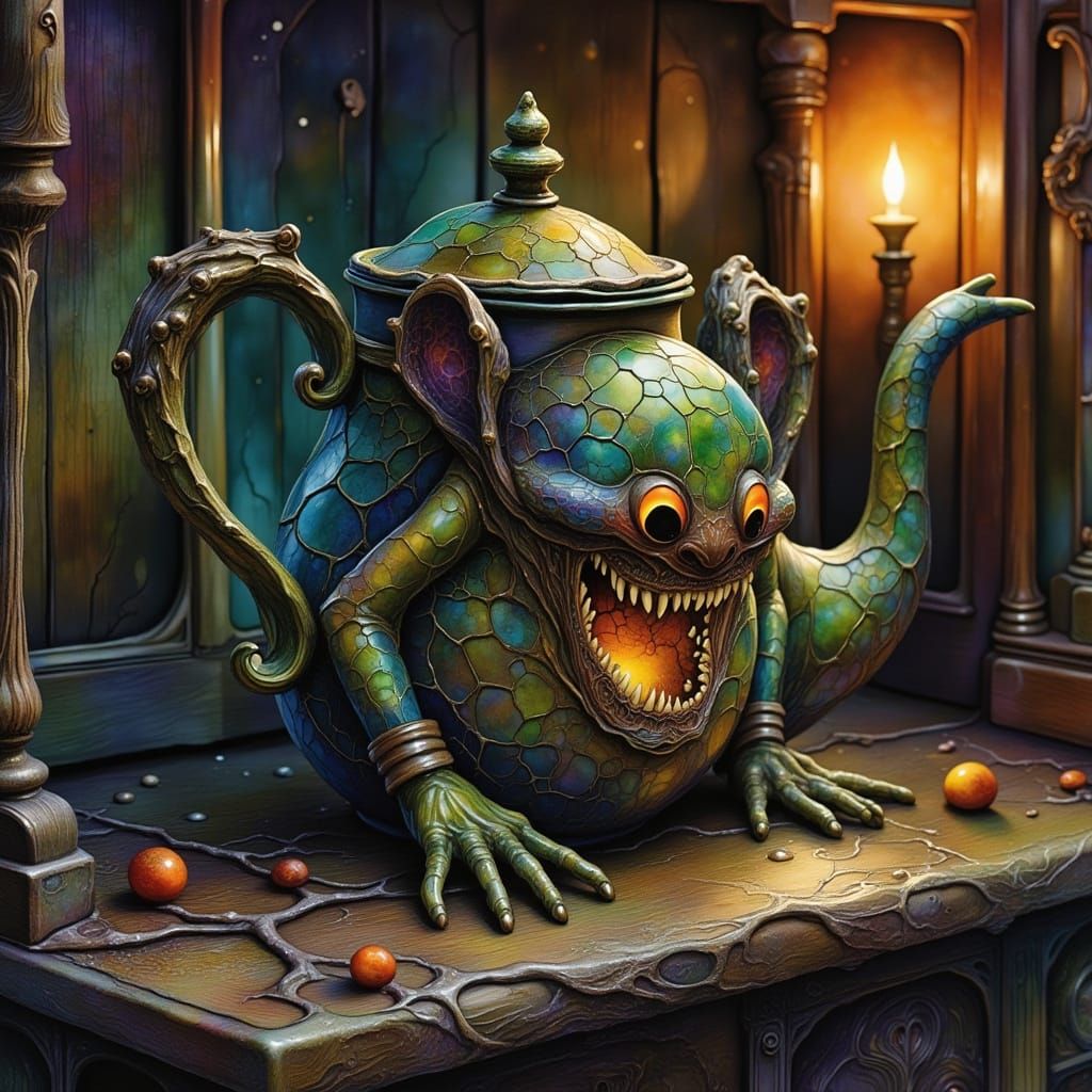 Haunted Vampire Teapot in Dark Macabre Style