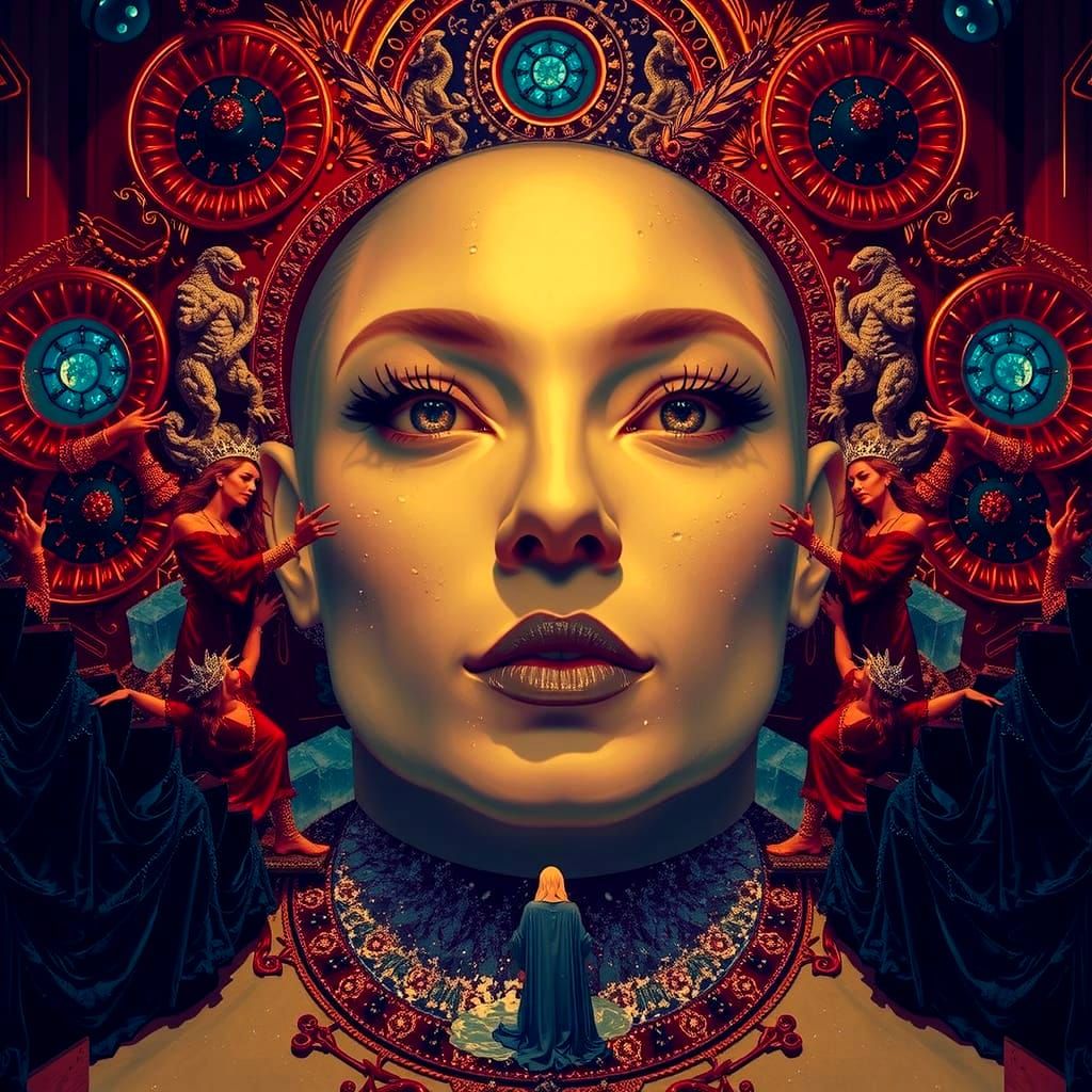 Melting Ice Sculpture Spectacle in Theatrical Light