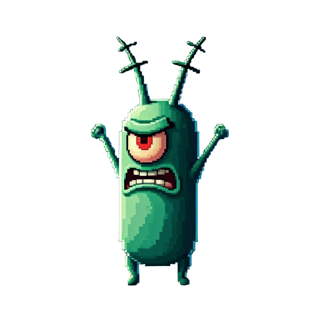 Plankton Desperately Pulling Antennae: 8-bit Pixel Art