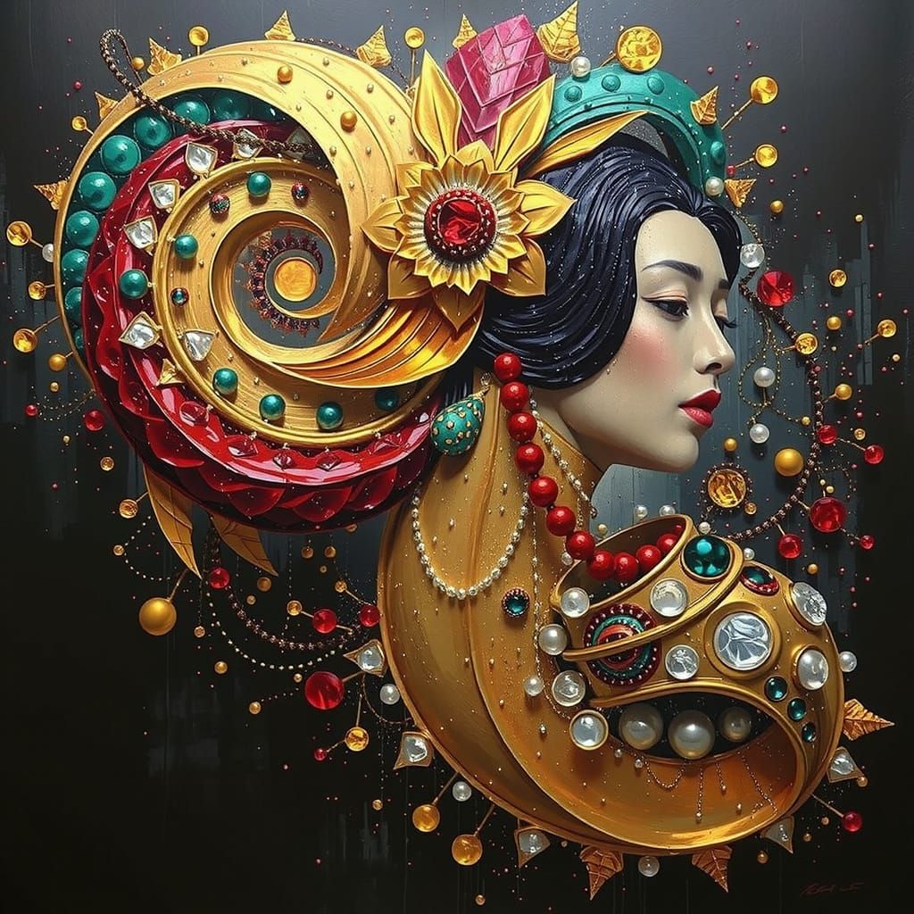 Klimt-Inspired 3D Art with Vivid Colors