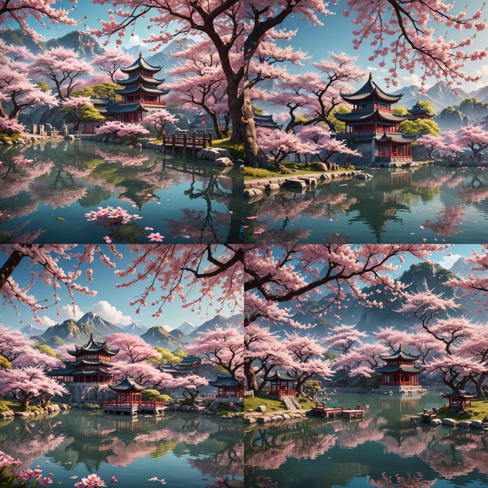 Chinese Spring Blossom Scene in 3D Cinematic Style