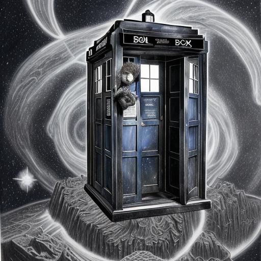 TARDIS in Cosmic Landscape, Rockwell Style