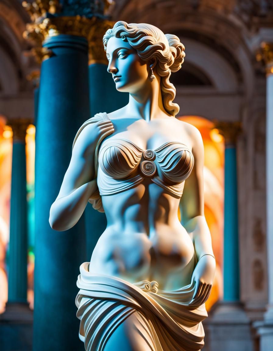 ((Entire body of Venus de Milo sculpture))). Background of a...