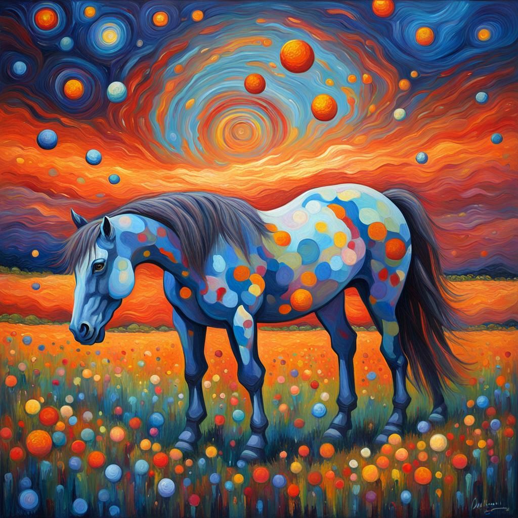 Long-Legged Horse in Glowing Planetary Field