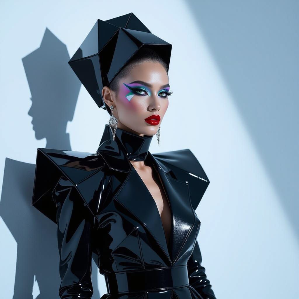 Avant-Garde Fashion Model in Dramatic Lighting
