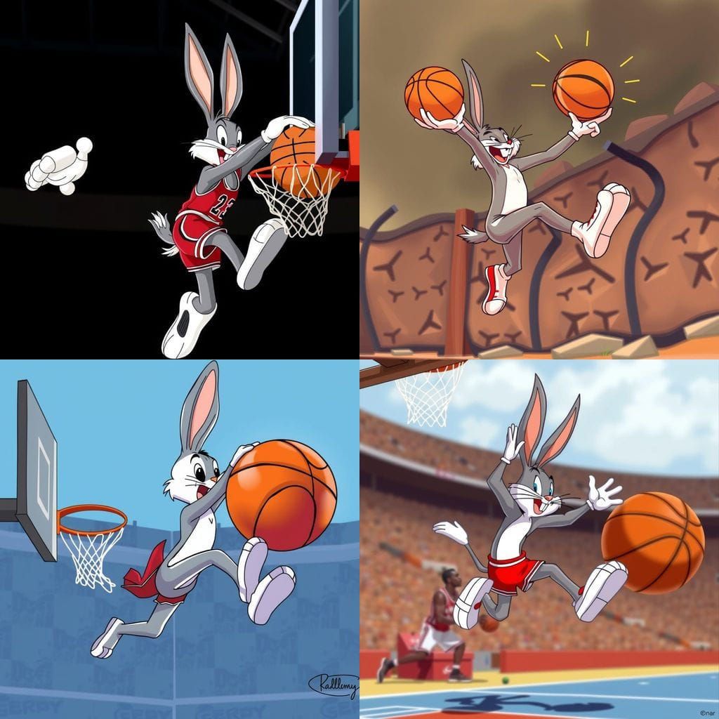 Bugs Bunny Dunks Over Michael Jordan