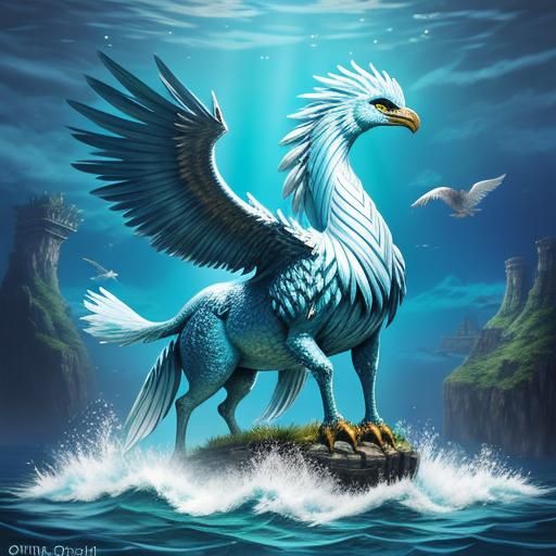 Aquatic Griffin in Fantasy Ocean Biome