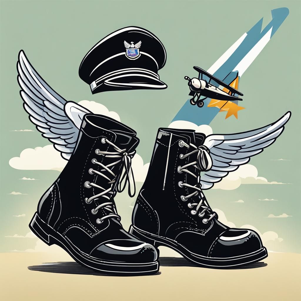 Cartoon Cadet Boot Giving Orders