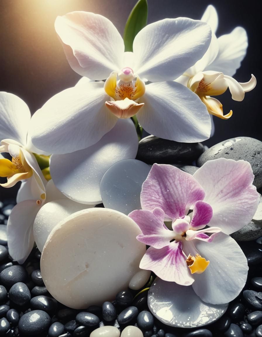 Pink Orchids Still Life in Cinematic Style