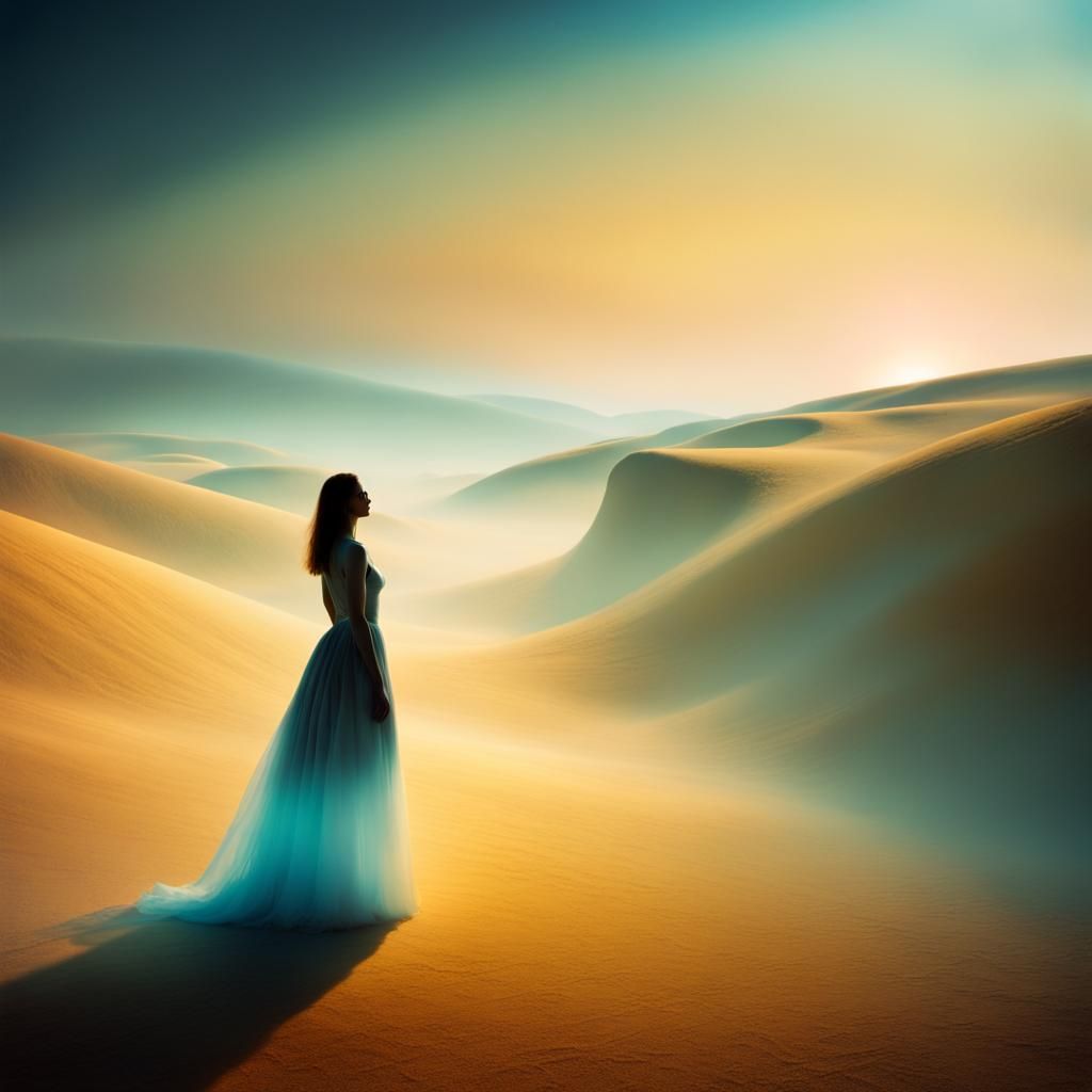 Ethereal Figure in Golden Hour Glow