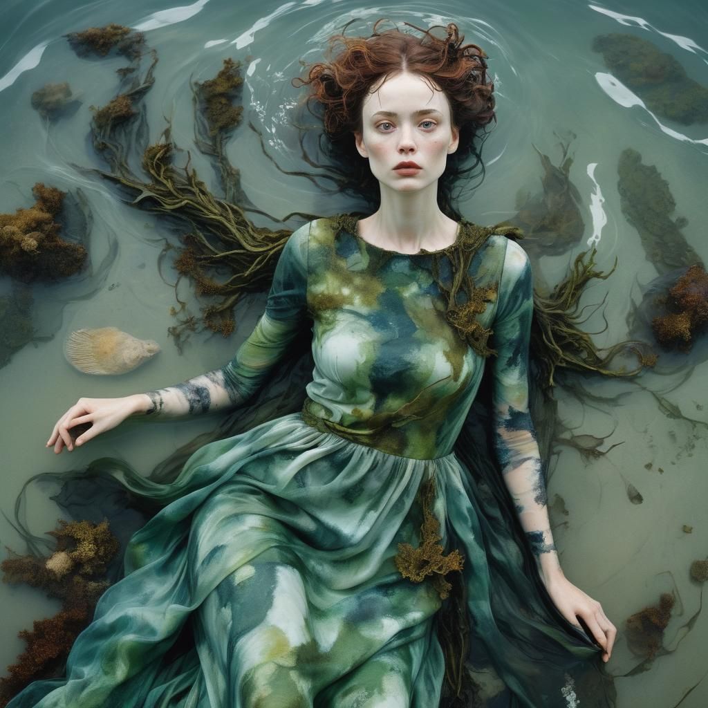 Selkie Woman with Seals: A Mythological Portrait