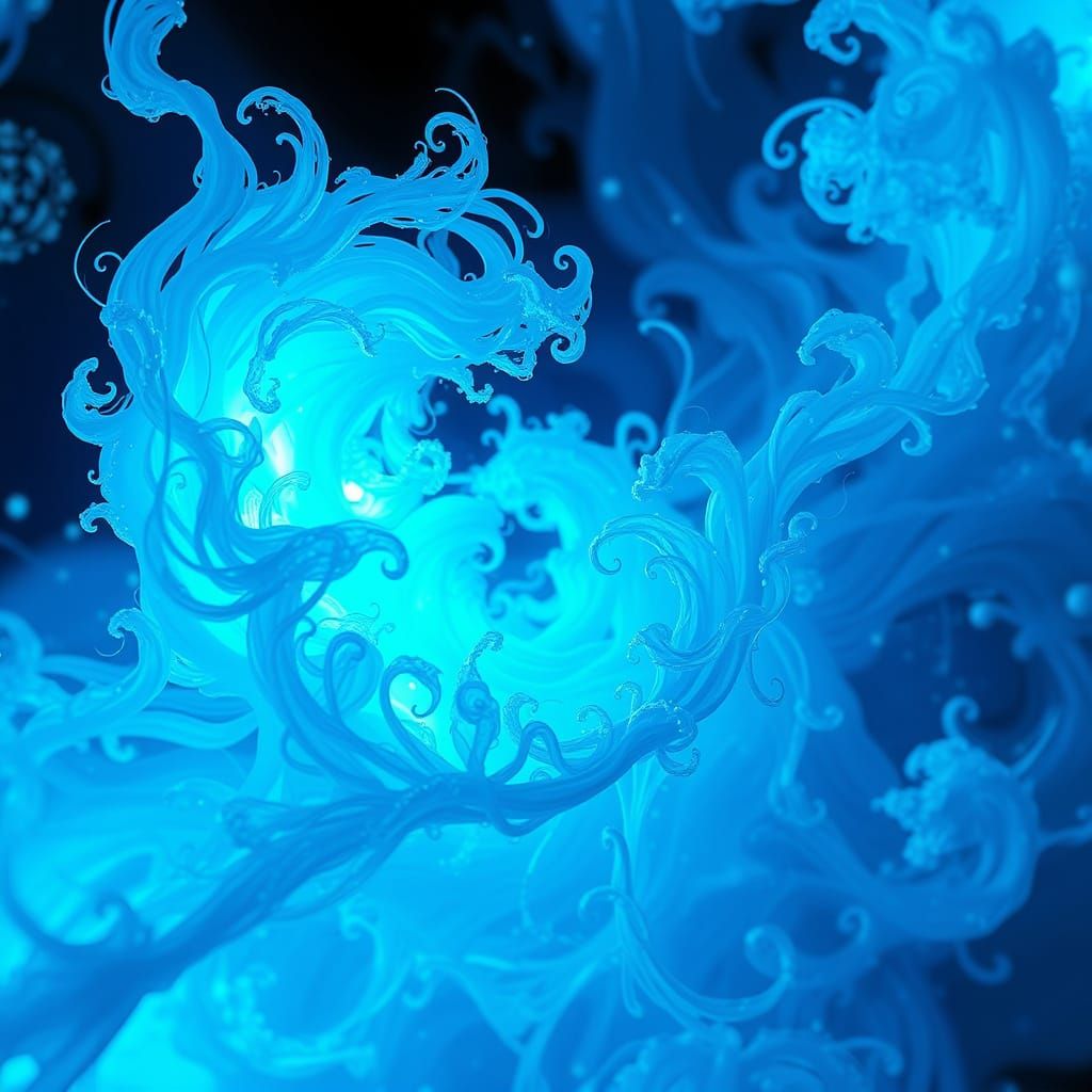 Ethereal Blue Wonderscape in Cyberpunk Aesthetic