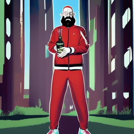 Man with Bottle in Comic Book Art Style