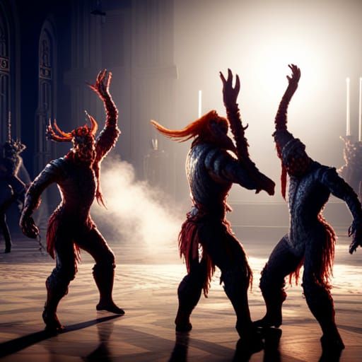 Demons Dancing in Creepy Ballroom: Matte Painting