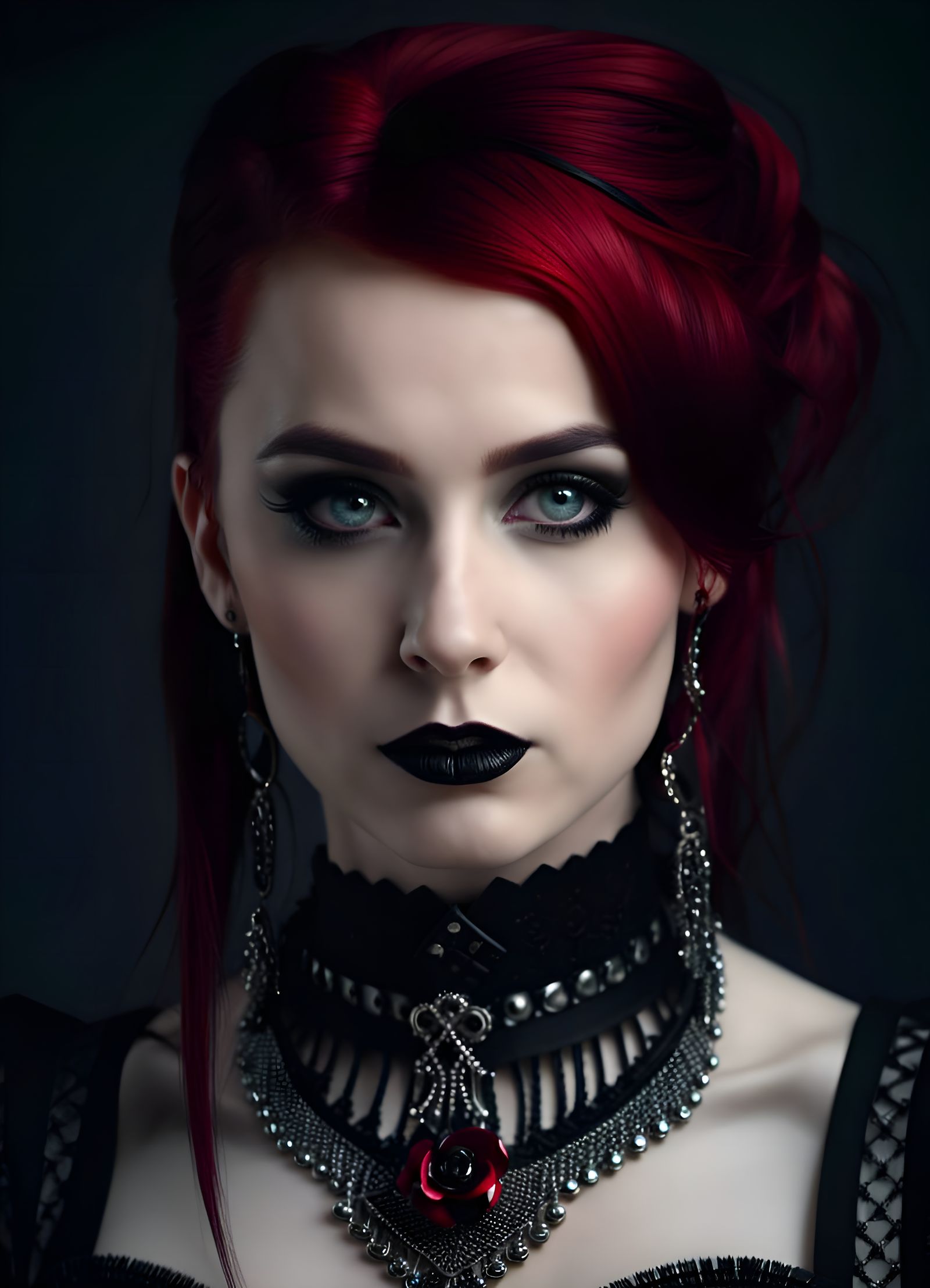 Detailed Portrait of a Goth Woman in Corset