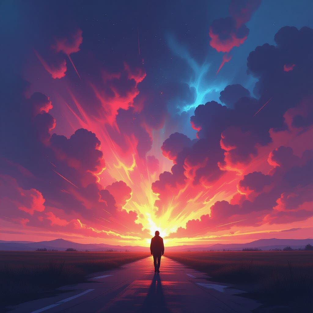 Cosmic Explosion: Digital Concept Art with Vibrant Colors