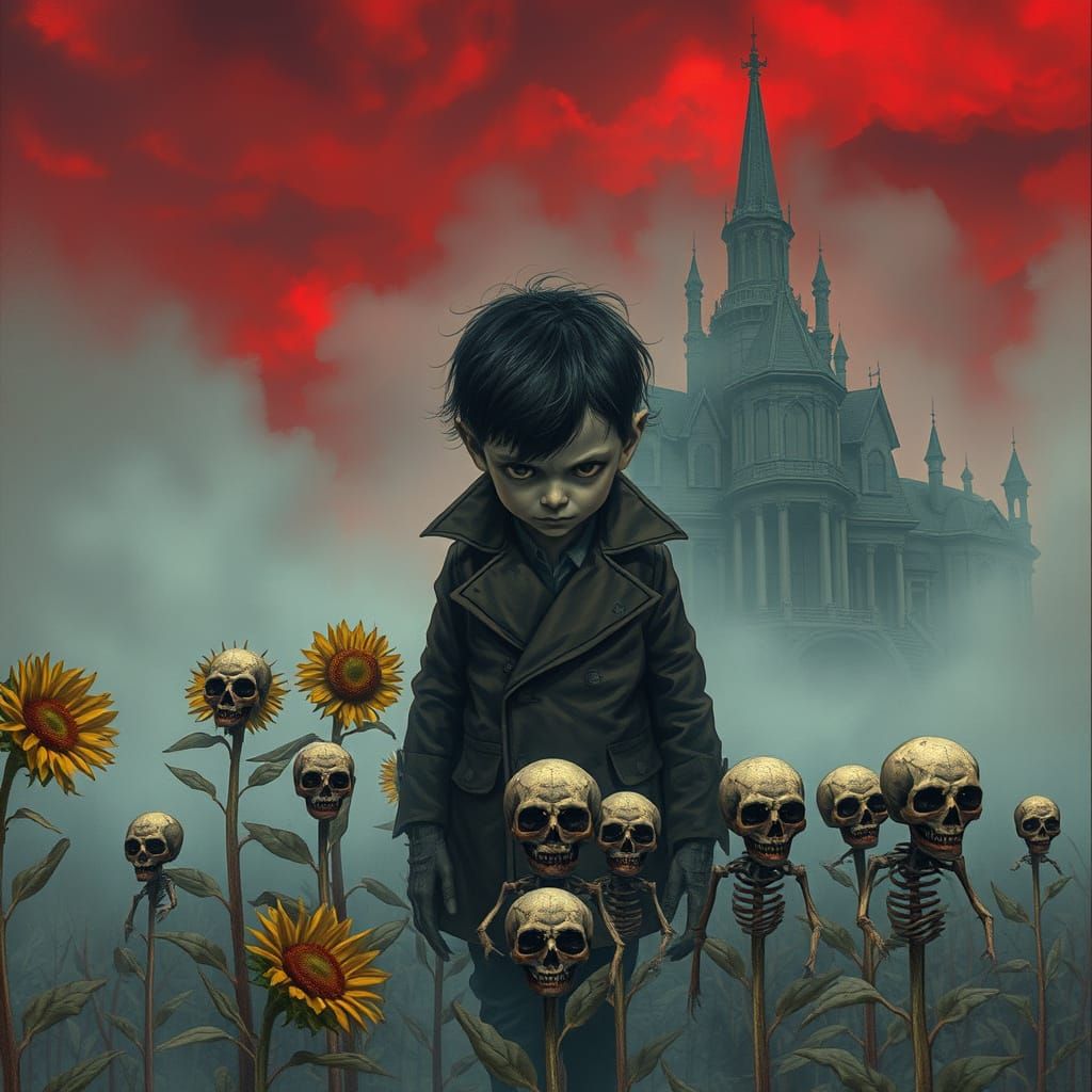 Sinister Child Leads Skull Minions to Mansion