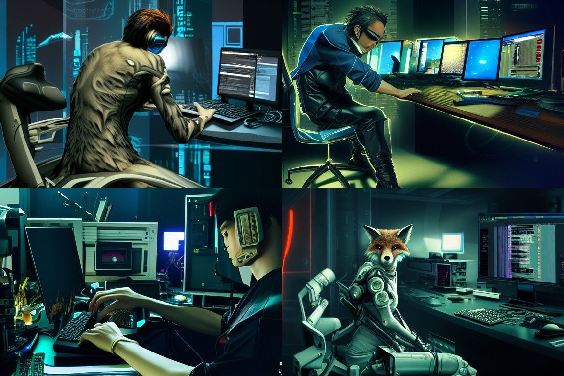 Cyberpunk Fox Hacker: Hyper-Detailed Sci-Fi Portrait