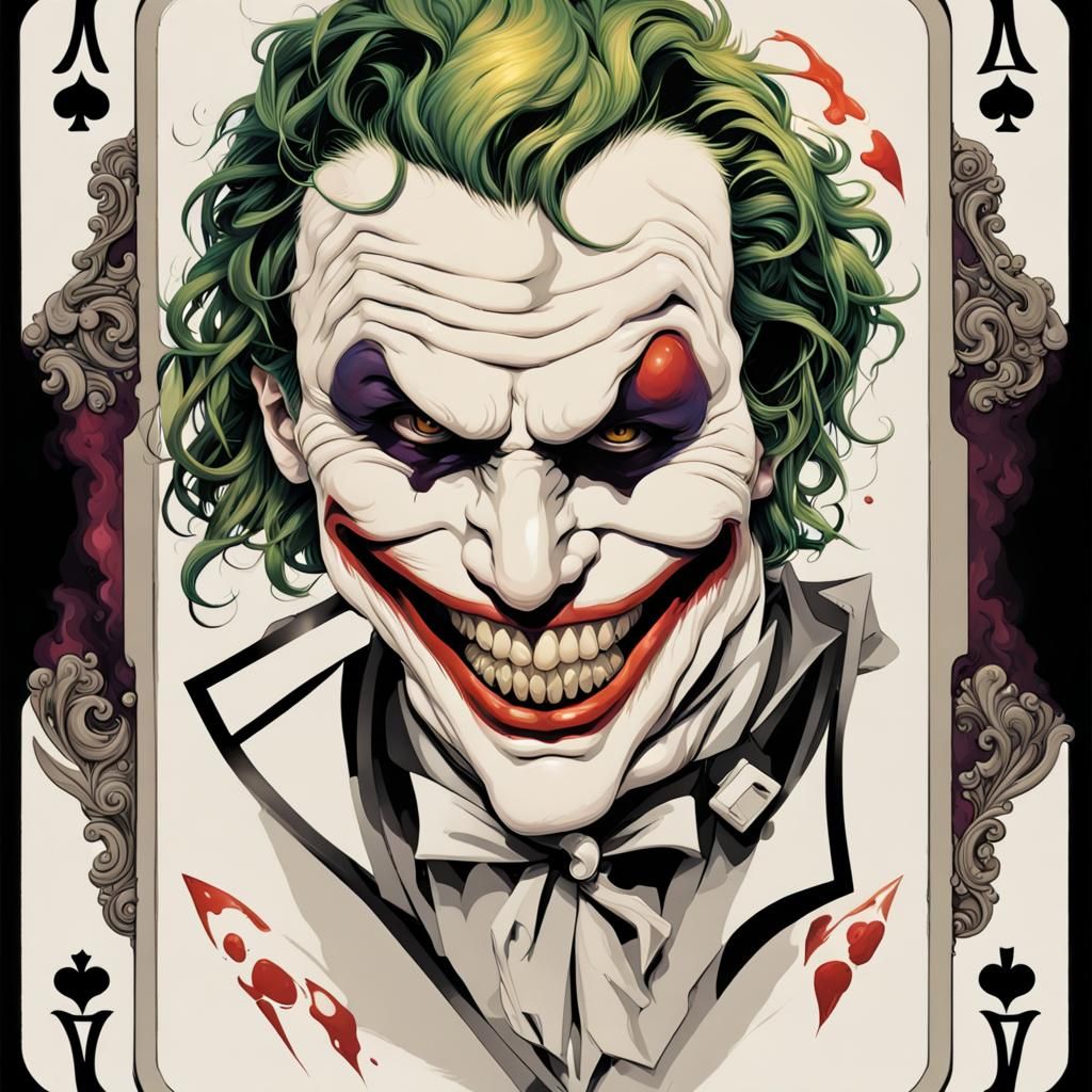 Hyperrealistic Joker Card with Steampunk Engine Details