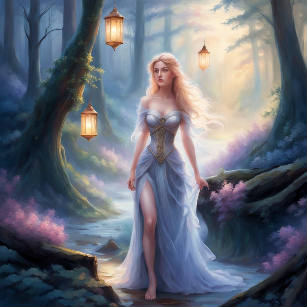 Ethereal Fantasy Landscape in Golden Light