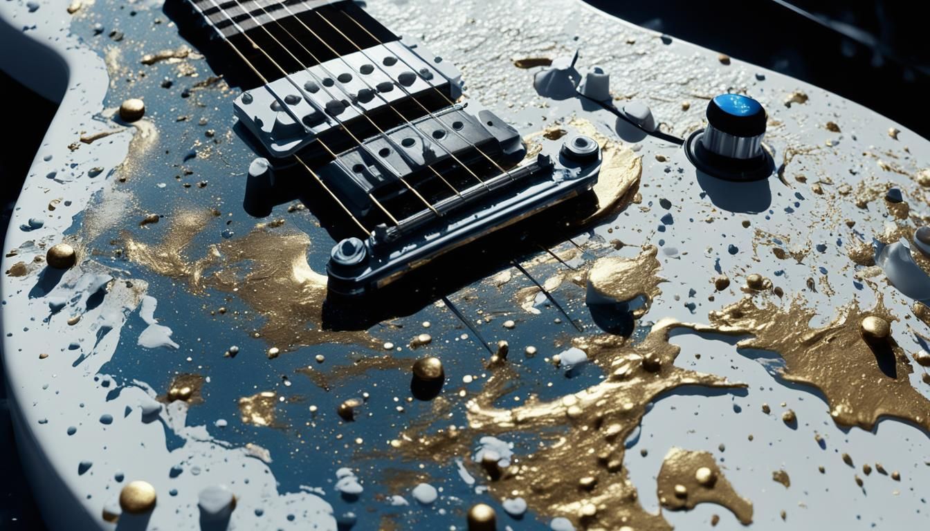 Earth & Moon Guitar: Hyperrealistic Photographic Masterpiece