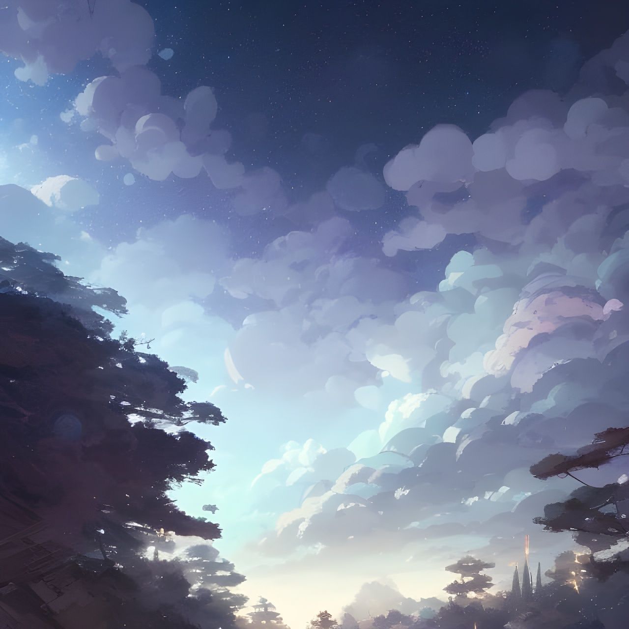 Epic Snowy Mountain Landscape Under Starry Night