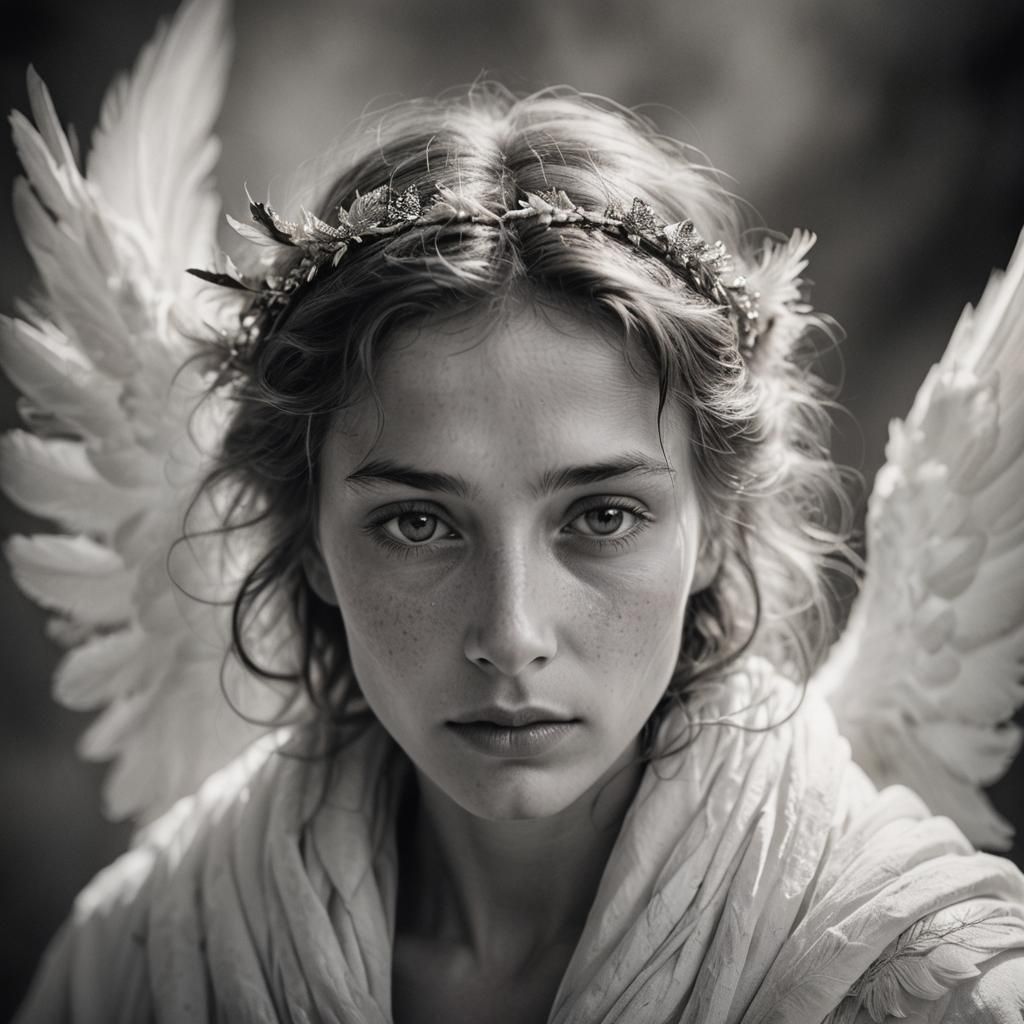 Ethereal Black and White Angel Portrait