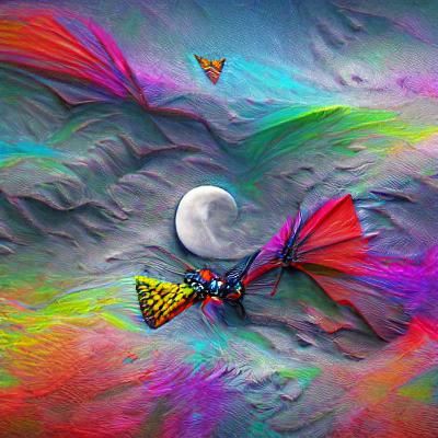 Colorful Butterfly's Lunar Journey in 3D