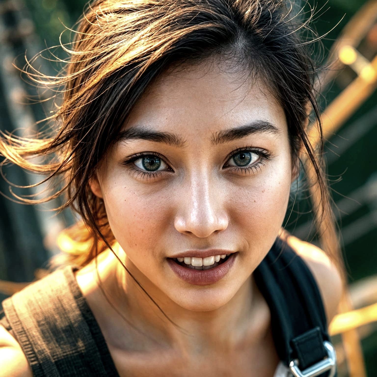 Cinematic Portrait of a Young Asian Woman on the Edge of Bun...