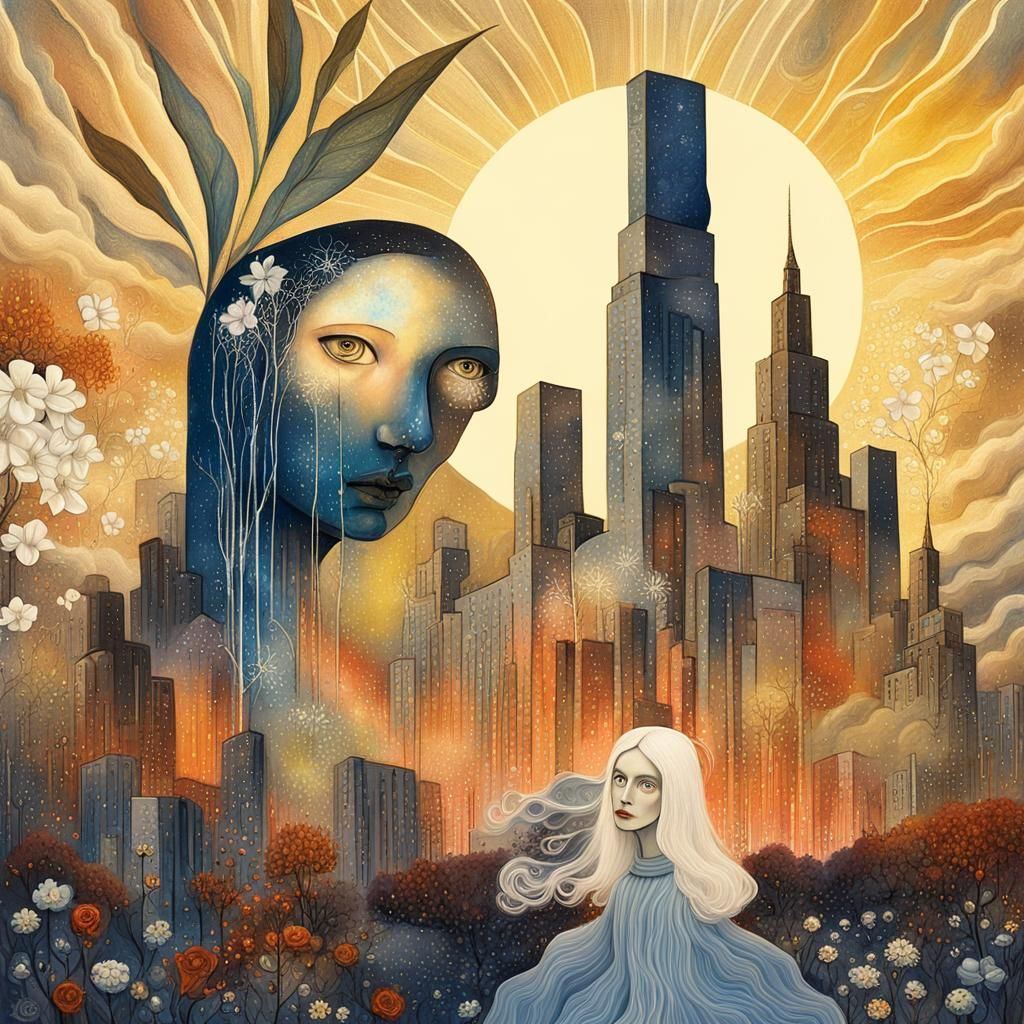 Dreamlike Fairy Portrait with Ghostly Flowers