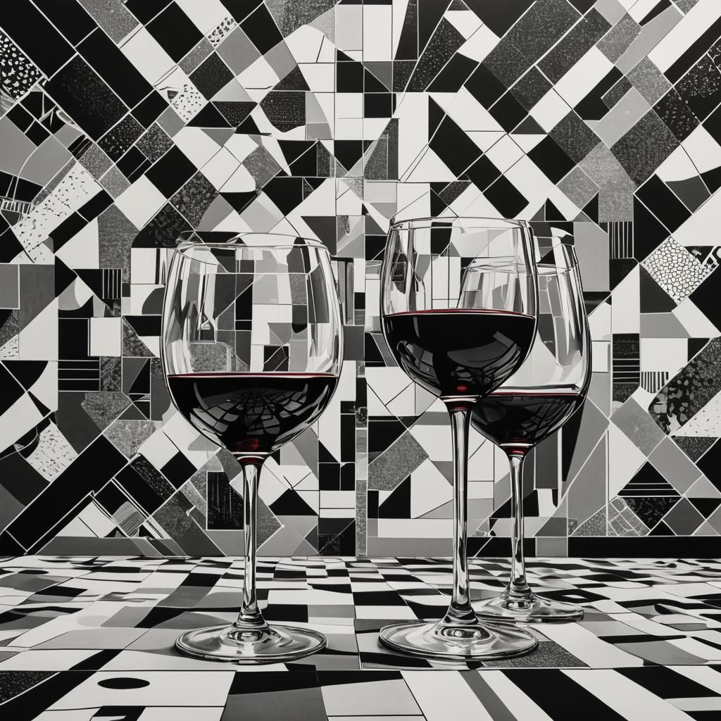 Wine Glasses in Black and White Pop Art