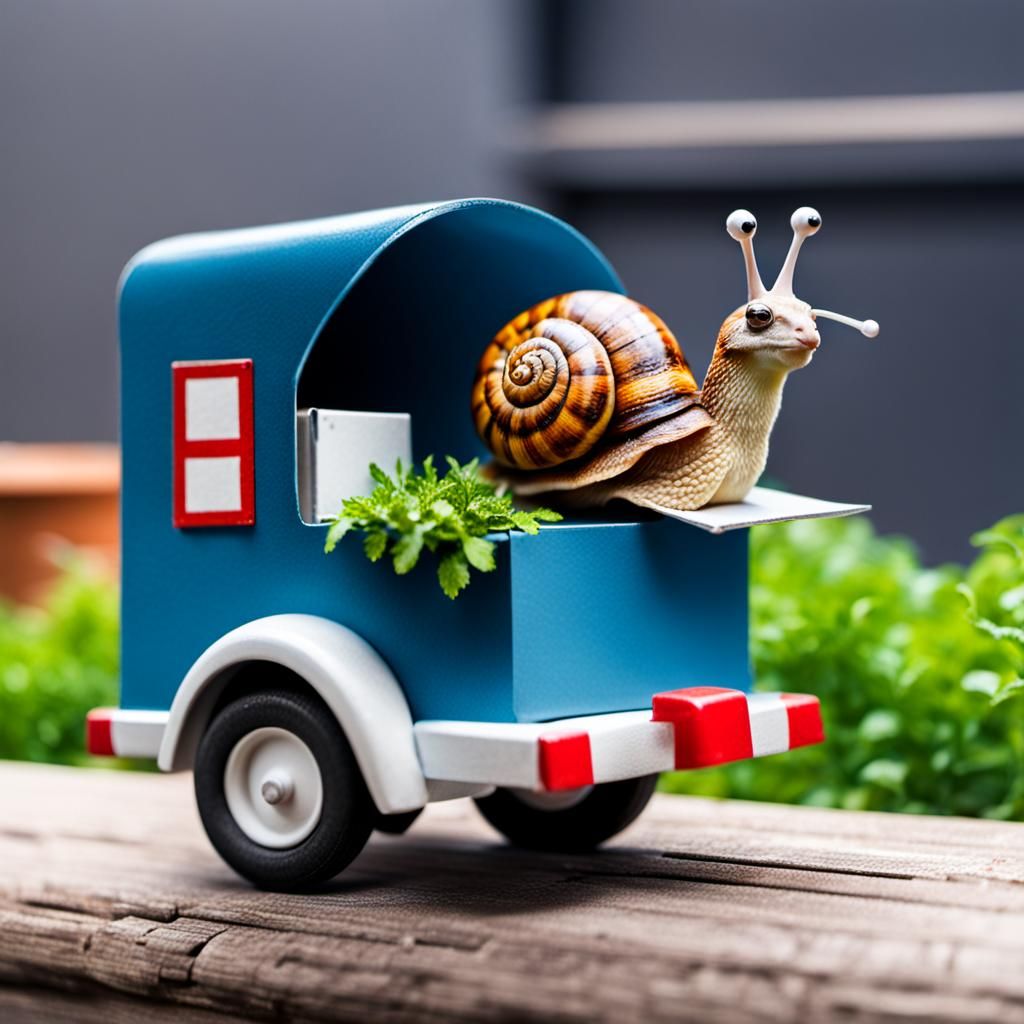 Snail Mailman Delivering Letters