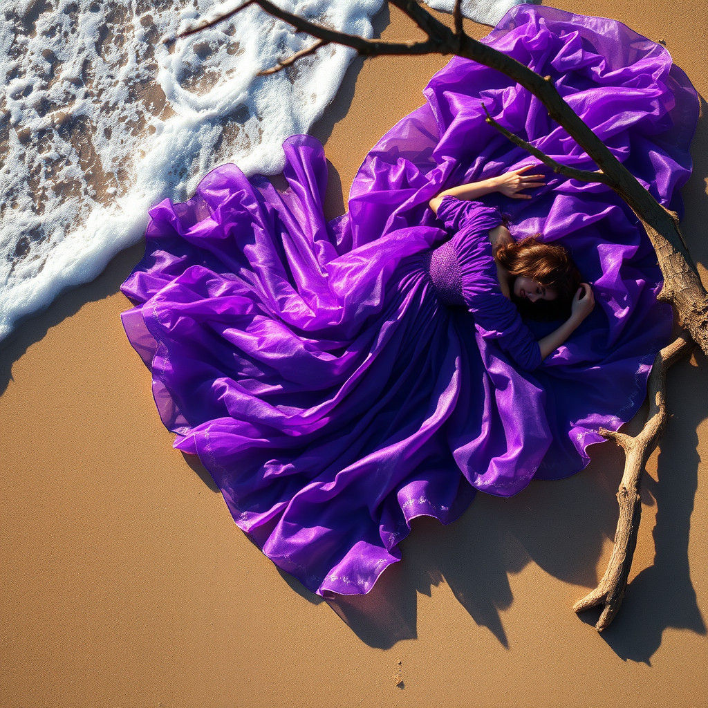 Beach Serenity: Purple Dress with Iridescent Highlights