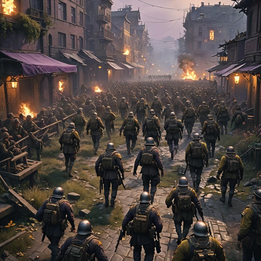 Dark Fantasy Battlefield Invasion: Gritty Concept Art