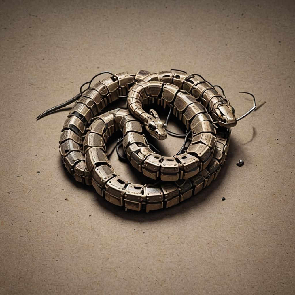 AI-Enhanced Mechanical Rattlesnake Digital Rendering