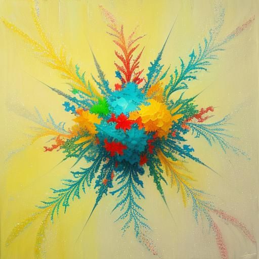 Psychedelic Fractal Leaves in Vivid Oil Painting